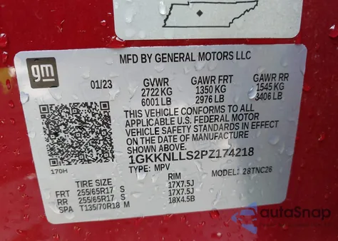 2023 GMC Acadia Awd At4 из США, поврежденный, VIN 1GKKNLLS2PZ174218